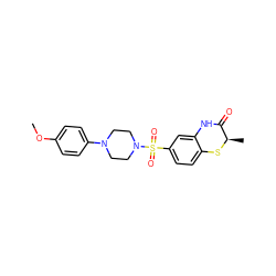 COc1ccc(N2CCN(S(=O)(=O)c3ccc4c(c3)NC(=O)[C@@H](C)S4)CC2)cc1 ZINC000009439571