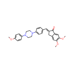 COc1ccc(N2CCN(c3ccc(/C=C4\Cc5cc(OC)c(OC)cc5C4=O)cc3)CC2)cc1 ZINC001772618215