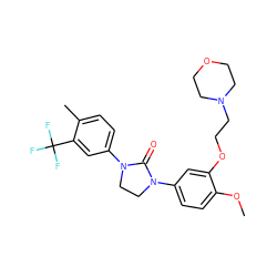 COc1ccc(N2CCN(c3ccc(C)c(C(F)(F)F)c3)C2=O)cc1OCCN1CCOCC1 ZINC000028528151