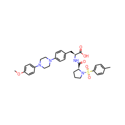 COc1ccc(N2CCN(c3ccc(C[C@H](NC(=O)[C@@H]4CCCN4S(=O)(=O)c4ccc(C)cc4)C(=O)O)cc3)CC2)cc1 ZINC000028978623