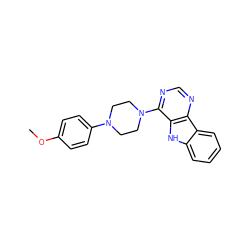 COc1ccc(N2CCN(c3ncnc4c3[nH]c3ccccc34)CC2)cc1 ZINC000101867357