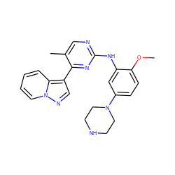 COc1ccc(N2CCNCC2)cc1Nc1ncc(C)c(-c2cnn3ccccc23)n1 ZINC000118700909