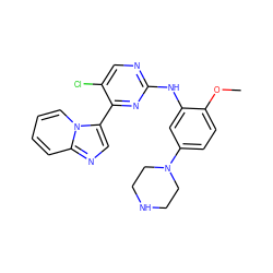 COc1ccc(N2CCNCC2)cc1Nc1ncc(Cl)c(-c2cnc3ccccn23)n1 ZINC000072178081