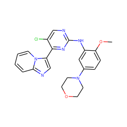 COc1ccc(N2CCOCC2)cc1Nc1ncc(Cl)c(-c2cnc3ccccn23)n1 ZINC000072178082