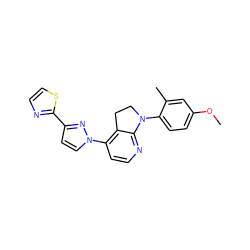 COc1ccc(N2CCc3c(-n4ccc(-c5nccs5)n4)ccnc32)c(C)c1 ZINC000040392940