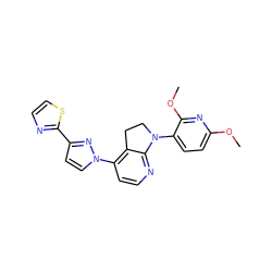 COc1ccc(N2CCc3c(-n4ccc(-c5nccs5)n4)ccnc32)c(OC)n1 ZINC000040379598