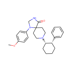 COc1ccc(N2CNC(=O)C23CCN([C@H]2CCCC[C@H]2c2ccccc2)CC3)cc1 ZINC000028564102