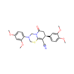 COc1ccc(N2CSC3=C(C#N)[C@H](c4ccc(OC)c(OC)c4)CC(=O)N3C2)c(OC)c1 ZINC000002324697