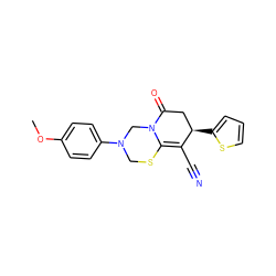 COc1ccc(N2CSC3=C(C#N)[C@H](c4cccs4)CC(=O)N3C2)cc1 ZINC000002342424