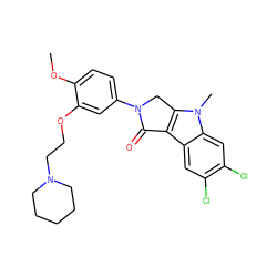 COc1ccc(N2Cc3c(c4cc(Cl)c(Cl)cc4n3C)C2=O)cc1OCCN1CCCCC1 ZINC000003987583