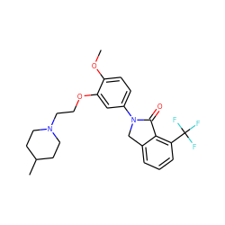 COc1ccc(N2Cc3cccc(C(F)(F)F)c3C2=O)cc1OCCN1CCC(C)CC1 ZINC000028819755