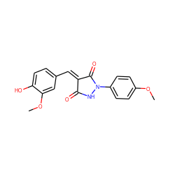 COc1ccc(N2NC(=O)/C(=C\c3ccc(O)c(OC)c3)C2=O)cc1 ZINC000040940077