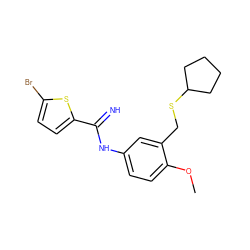 COc1ccc(NC(=N)c2ccc(Br)s2)cc1CSC1CCCC1 ZINC000169352353