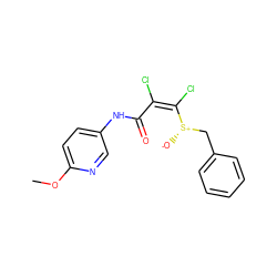 COc1ccc(NC(=O)/C(Cl)=C(/Cl)[S@@+]([O-])Cc2ccccc2)cn1 ZINC000001383599