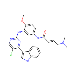 COc1ccc(NC(=O)/C=C/CN(C)C)cc1Nc1ncc(Cl)c(-c2c[nH]c3ccccc23)n1 ZINC000096937400