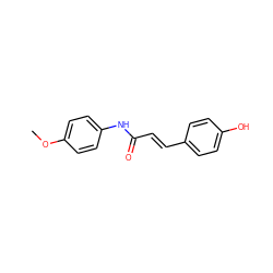 COc1ccc(NC(=O)/C=C/c2ccc(O)cc2)cc1 ZINC000095587641