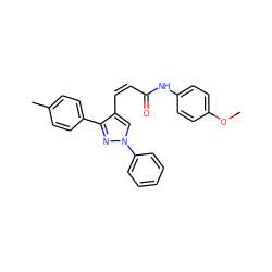 COc1ccc(NC(=O)/C=C\c2cn(-c3ccccc3)nc2-c2ccc(C)cc2)cc1 ZINC000015837132