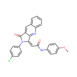 COc1ccc(NC(=O)/C=C2\c3nc4ccccc4cc3C(=O)N2c2ccc(Cl)cc2)cc1 ZINC000029057954