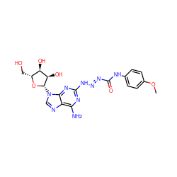 COc1ccc(NC(=O)/N=N/Nc2nc(N)c3ncn([C@@H]4O[C@H](CO)[C@@H](O)[C@H]4O)c3n2)cc1 ZINC000013517408