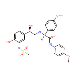 COc1ccc(NC(=O)[C@@](C)(NC[C@H](O)c2ccc(O)c(NS(C)(=O)=O)c2)c2ccc(OC)cc2)cc1 ZINC000027109248