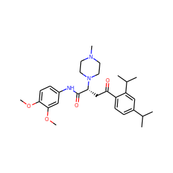 COc1ccc(NC(=O)[C@@H](CC(=O)c2ccc(C(C)C)cc2C(C)C)N2CCN(C)CC2)cc1OC ZINC000169333801