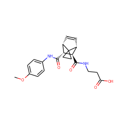 COc1ccc(NC(=O)[C@@H]2[C@@H]3C=C[C@H]([C@H]2C(=O)NCCC(=O)O)C32CC2)cc1 ZINC000168402693