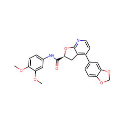 COc1ccc(NC(=O)[C@@H]2Cc3c(-c4ccc5c(c4)OCO5)ccnc3O2)cc1OC ZINC000061908591