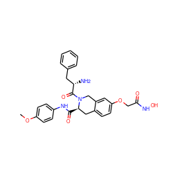 COc1ccc(NC(=O)[C@@H]2Cc3ccc(OCC(=O)NO)cc3CN2C(=O)[C@@H](N)Cc2ccccc2)cc1 ZINC000072120585