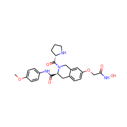 COc1ccc(NC(=O)[C@@H]2Cc3ccc(OCC(=O)NO)cc3CN2C(=O)[C@@H]2CCCN2)cc1 ZINC000072121340