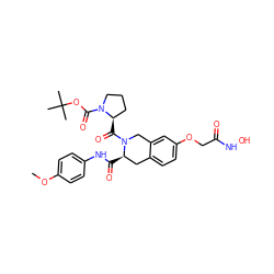 COc1ccc(NC(=O)[C@@H]2Cc3ccc(OCC(=O)NO)cc3CN2C(=O)[C@@H]2CCCN2C(=O)OC(C)(C)C)cc1 ZINC000072172206