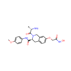 COc1ccc(NC(=O)[C@@H]2Cc3ccc(OCC(=O)NO)cc3CN2C(=O)[C@H](C)N)cc1 ZINC000072104726