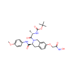 COc1ccc(NC(=O)[C@@H]2Cc3ccc(OCC(=O)NO)cc3CN2C(=O)[C@H](C)NC(=O)OC(C)(C)C)cc1 ZINC000072173039