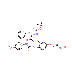 COc1ccc(NC(=O)[C@@H]2Cc3ccc(OCC(=O)NO)cc3CN2C(=O)[C@H](Cc2ccccc2)NC(=O)OC(C)(C)C)cc1 ZINC000072171883