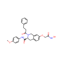 COc1ccc(NC(=O)[C@@H]2Cc3ccc(OCC(=O)NO)cc3CN2C(=O)CCc2ccccc2)cc1 ZINC000072171898