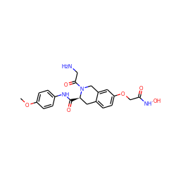 COc1ccc(NC(=O)[C@@H]2Cc3ccc(OCC(=O)NO)cc3CN2C(=O)CN)cc1 ZINC000072104724