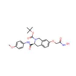COc1ccc(NC(=O)[C@@H]2Cc3ccc(OCC(=O)NO)cc3CN2C(=O)OC(C)(C)C)cc1 ZINC000045370503