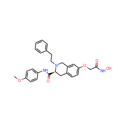 COc1ccc(NC(=O)[C@@H]2Cc3ccc(OCC(=O)NO)cc3CN2CCc2ccccc2)cc1 ZINC000072173207