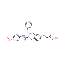 COc1ccc(NC(=O)[C@@H]2Cc3ccc(OCC(=O)NO)cc3CN2Cc2ccccc2)cc1 ZINC000072173005