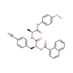 COc1ccc(NC(=O)[C@H](C)NC(=O)[C@H](Cc2ccc(C#N)cc2)NC(=O)c2cccc3ccccc23)cc1 ZINC000029233455