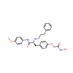 COc1ccc(NC(=O)[C@H](Cc2ccc(OCC(=O)NO)cc2)NCCCc2ccccc2)cc1 ZINC000072176887
