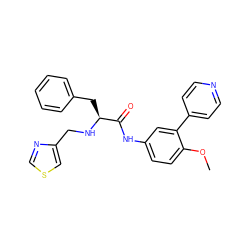 COc1ccc(NC(=O)[C@H](Cc2ccccc2)NCc2cscn2)cc1-c1ccncc1 ZINC000084688484