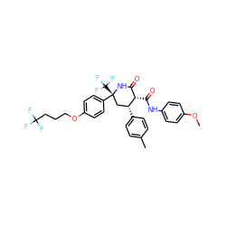 COc1ccc(NC(=O)[C@H]2C(=O)N[C@](c3ccc(OCCCC(F)(F)F)cc3)(C(F)(F)F)C[C@H]2c2ccc(C)cc2)cc1 ZINC000223945064