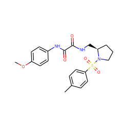 COc1ccc(NC(=O)C(=O)NC[C@H]2CCCN2S(=O)(=O)c2ccc(C)cc2)cc1 ZINC000009806127
