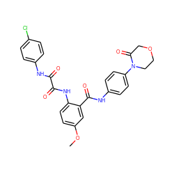 COc1ccc(NC(=O)C(=O)Nc2ccc(Cl)cc2)c(C(=O)Nc2ccc(N3CCOCC3=O)cc2)c1 ZINC000299861436