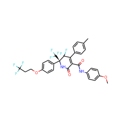 COc1ccc(NC(=O)C2=C(c3ccc(C)cc3)C(F)(F)[C@](c3ccc(OCCC(F)(F)F)cc3)(C(F)(F)F)NC2=O)cc1 ZINC001772597754