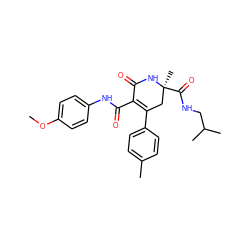 COc1ccc(NC(=O)C2=C(c3ccc(C)cc3)C[C@](C)(C(=O)NCC(C)C)NC2=O)cc1 ZINC001772579897