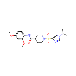 COc1ccc(NC(=O)C2CCN(S(=O)(=O)c3cn(C(C)C)cn3)CC2)c(OC)c1 ZINC000064957568