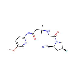 COc1ccc(NC(=O)CC(C)(C)NCC(=O)N2C[C@@H](F)C[C@H]2C#N)nc1 ZINC000049046341