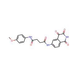 COc1ccc(NC(=O)CCC(=O)Nc2ccc3c(c2)C(=O)C(=O)NC3=O)cc1 ZINC000013683292