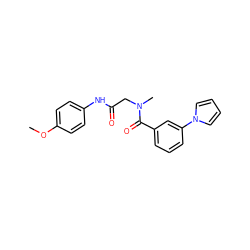 COc1ccc(NC(=O)CN(C)C(=O)c2cccc(-n3cccc3)c2)cc1 ZINC000008170685